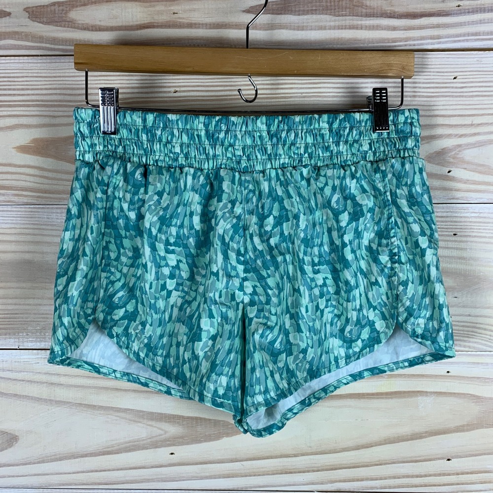 Zella Running‎ Shorts Womens Medium Teal Green Abstract Athletic Gym Workout 3in
